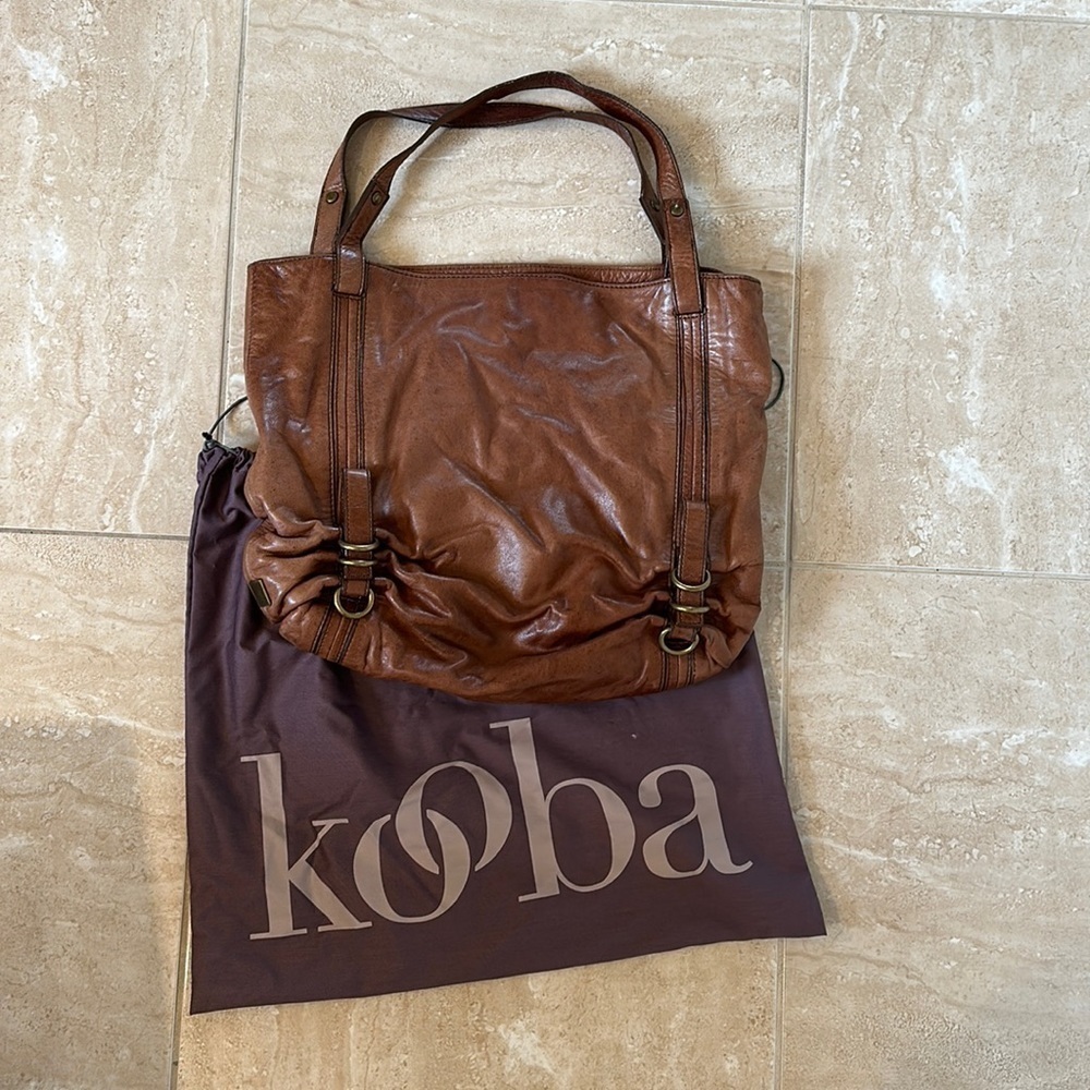 Kooba Leather Hobo Tote Shoulder Bag